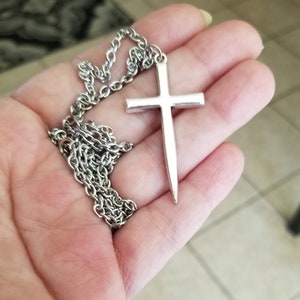Silver Cross Necklace, Mens Cross Necklace, Womens Cross, Stainless Steel Cross, Unisex, Pointed Cross Pendant, Cross Jewely, Religious