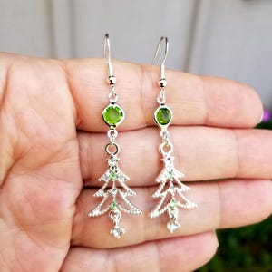 Sterling Silber Kristall Weihnachtsbaum Ohrringe, Silber Ohrringe, Weihnachtsschmuck, Weihnachtsohrringe, baumeln, Weihnachtsbäume, Damen
