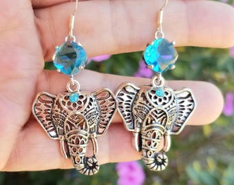 Orecchini a forma di testa di elefante in argento sterling 925 per donna