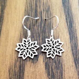 Sterling Silver Snowflake Earrings, Silver Earrings, Snowflake Jewelry, Women&#39;s Earrings, Snowflakes, Winter Jewelry, Winter Wonderland Gift