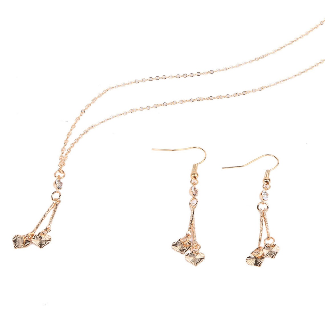 Gold HEART Jewelry Set Gold Heart Necklace Gold Heart Etsy