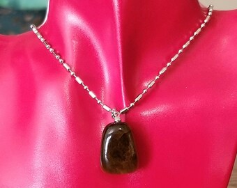 Large Tigers Eye Pendant Necklace, Tigers Eye Nugget Necklace, Tiger's Eye Jewelry, Tigers Eye Pendant, Mens Necklaces, Gift for Him