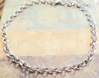 Stainless Steel 4.8mm Rolo Chain Anklet, Large Chain Ankle Bracelet, Chunky Chain Anklet, Women&#39;s Anklet, Mens Anklet, Unisex Jewelry