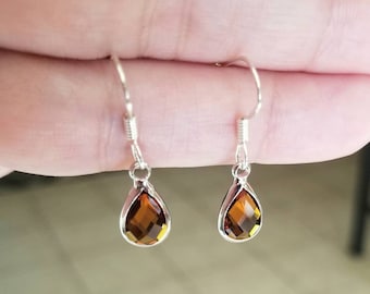 Sterling Silver Citrine Earrings, Citrine Dangle Earrings, Silver Citrine Earrings, Women's Jewelry, Orange Gemstone, November Birthstone