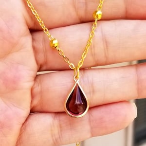 Amethyst Necklace, 14k Gold Amethyst Necklace, Amethyst Jewelry, February Birthstone, Amethyst Teardrop Pendant Necklace, Amethyst