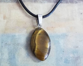Collar de ojo de tigre, colgante de ojo de tigre, joyería de ojo de tigre, colgante de piedra natural, colgante marrón, joyería curativa, chakras