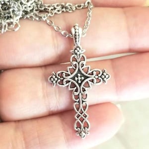 Celtic Cross Necklace, Silver Choker Necklace, Stainless Steel Cross Necklace, Unisex Necklace, Cross Pendant Necklace, Religious, Gothic
