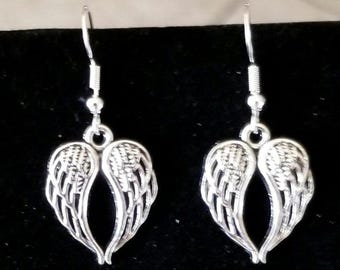 Angel Wings Earrings, Angel Earrings, Guardian Angel, Silver Angel Wing Earrings, Religious Jewelry, Angel Wings Jewelry, Gothic, Angels