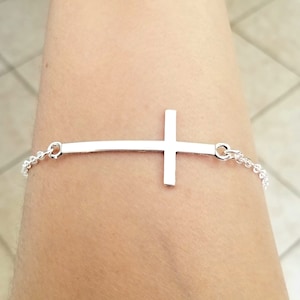 Silver Cross Anklet, Silver Sideways Cross Anklet, Large Cross Anklet, Religious Jewelry, Cross Jewelry, Silver Anklets, Plus Size Anklet