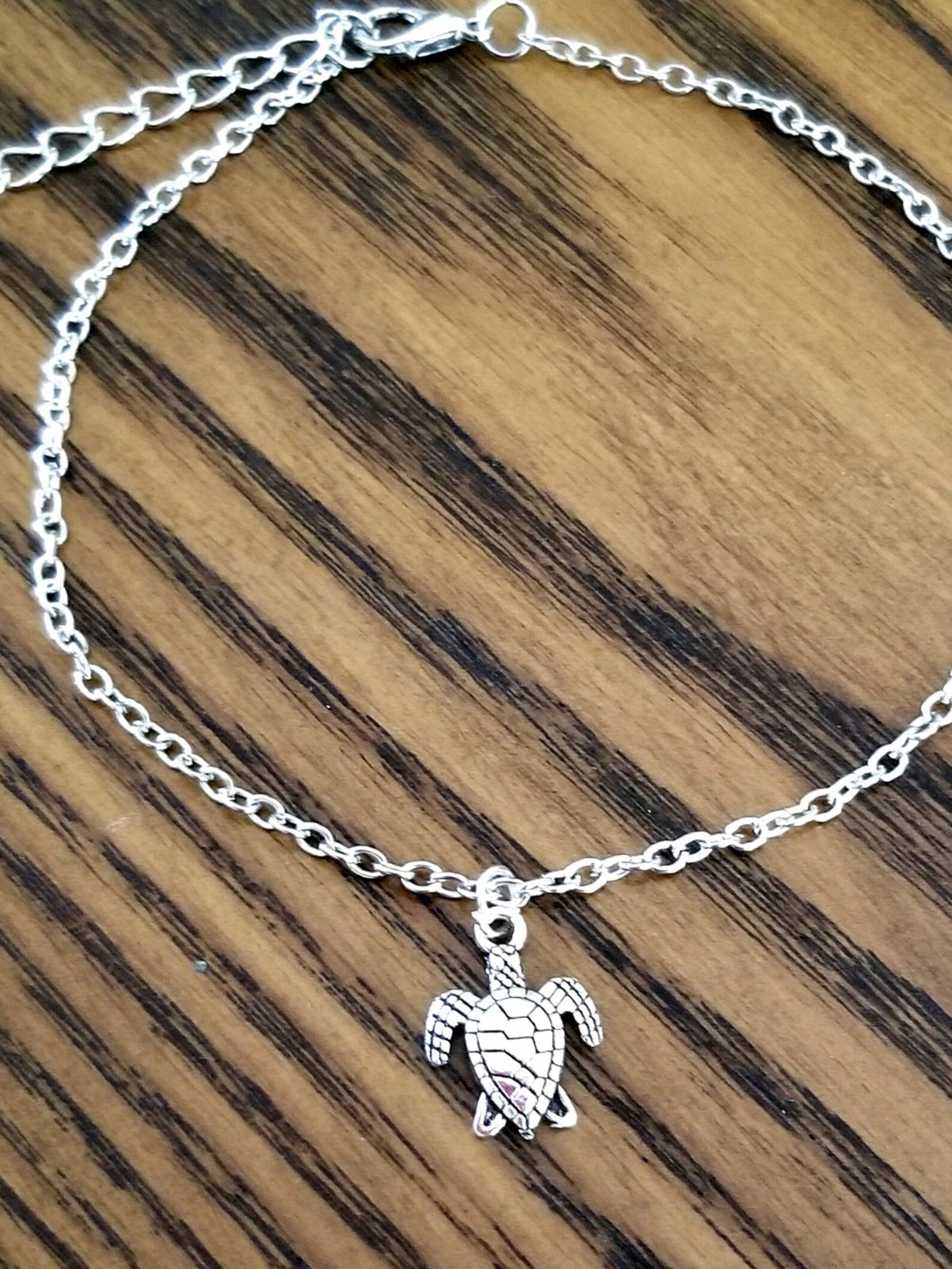 Silver Turtle Anklet Turtle Ankle Bracelet Womens Anklet Etsy