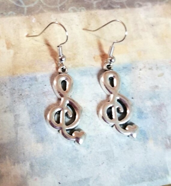 Orecchini a forma di nota musicale e violino in argento sterling 925
