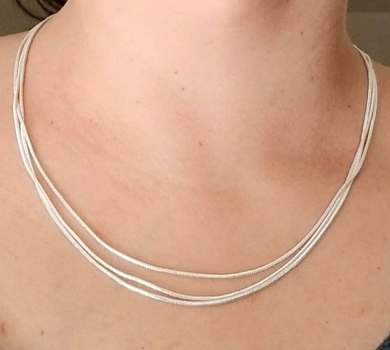 3 strand sterling silver on sale necklace