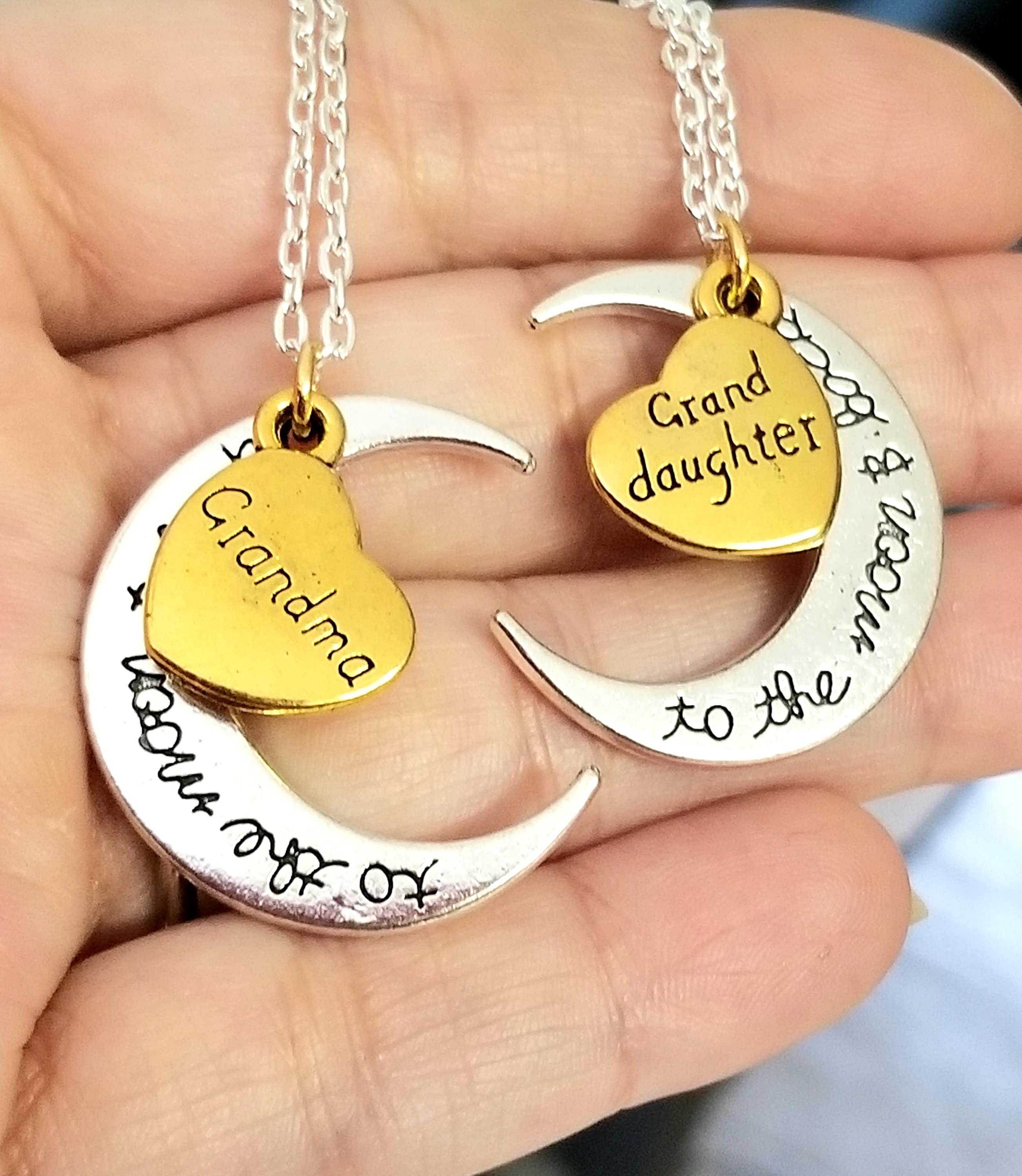 2pc Grandma Granddaughter Necklace Set Granddaughter Gift Grandma Gift Granddaughter Jewelry Grandmas Girl Granddaughter Christmas Etsy