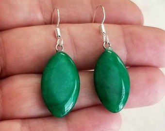 Sterling Silver Jade Earrings, Malaysia Jade Earrings, Jade Dangle Earrings, Womens Earrings, Jade Jewelry, Green Gemstones, Green Earrings