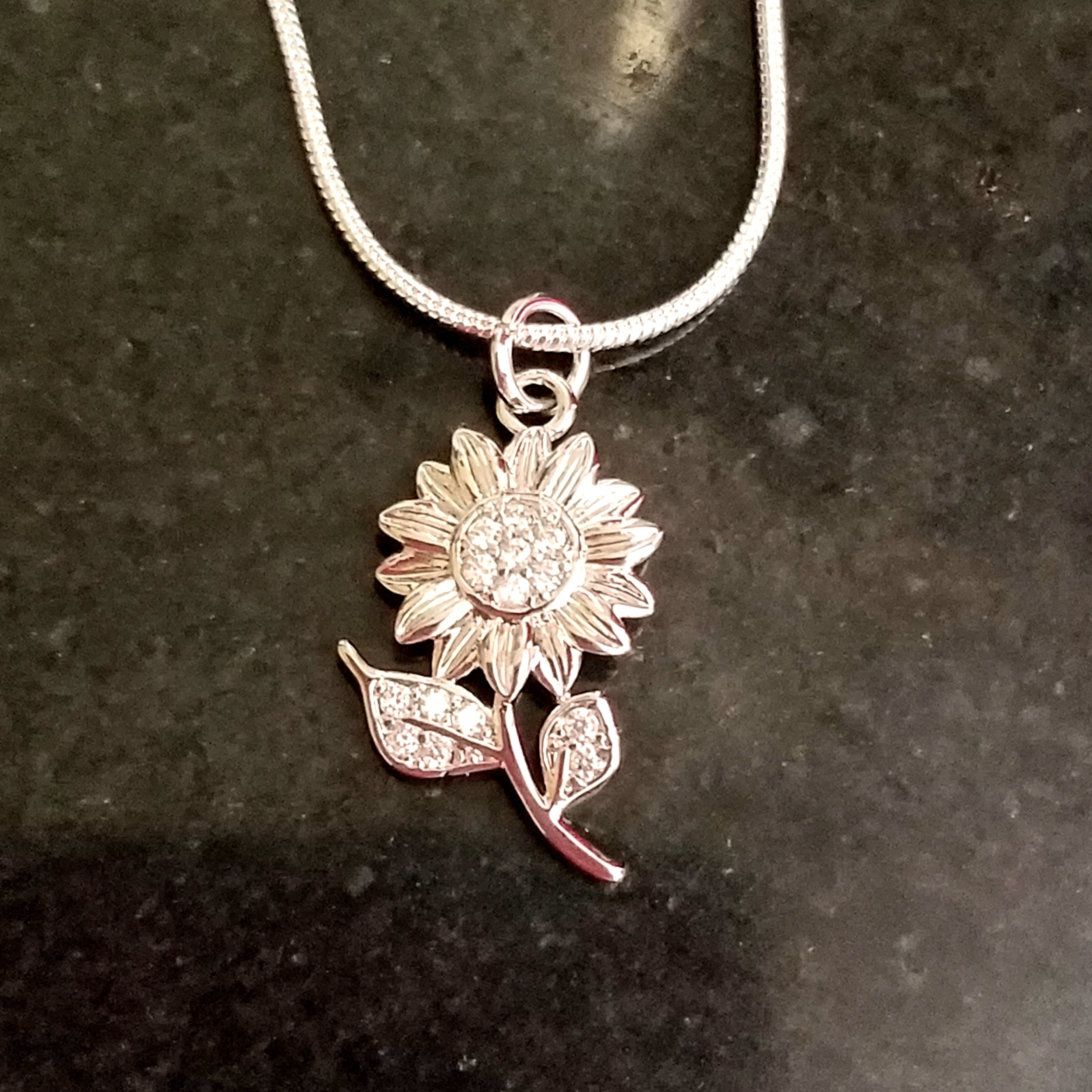 Collana Girasole Celtico In Argento Sterling 925 | Ciondolo A Forma Di Girasole Con Zirconi Gialli, Catena 46+5 Cm, Regalo Per Donne E Ragazze - 2