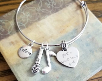 Just a Small Town Girl Charm Silver Music Note Bracelet