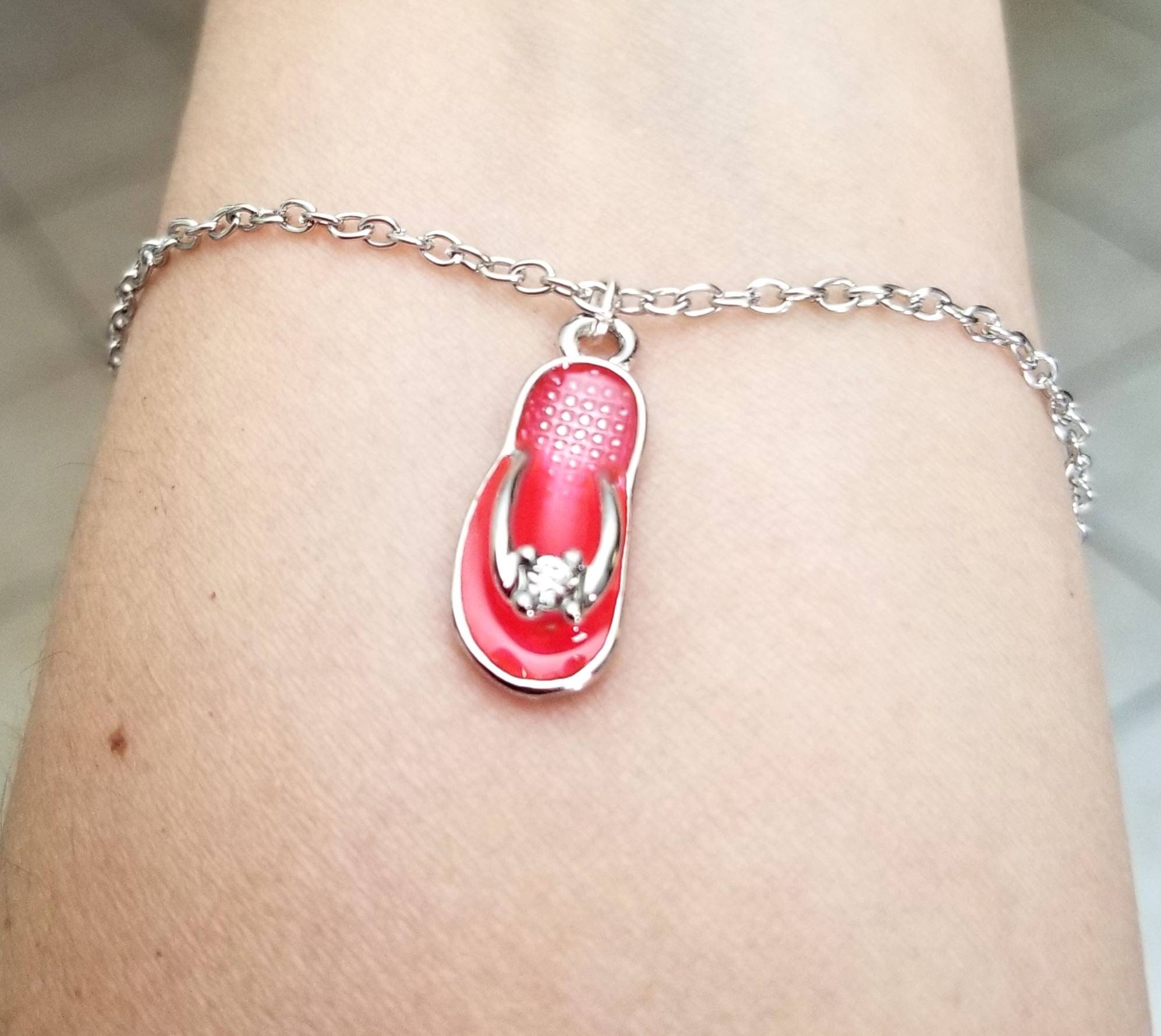 Flip Flop Anklet Flip Flop Charm Anklet Ankle Bracelet Flip Flop Jewelry Beach Theme Beach Wedding Bridesmaids Beach Vacation Gifts Etsy UK