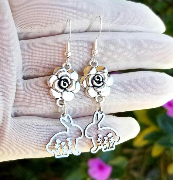 Boucles D'Oreilles Pâques Lapin Acrylique - Pour Femme, Filles - Cadeau Printemps, Festif
