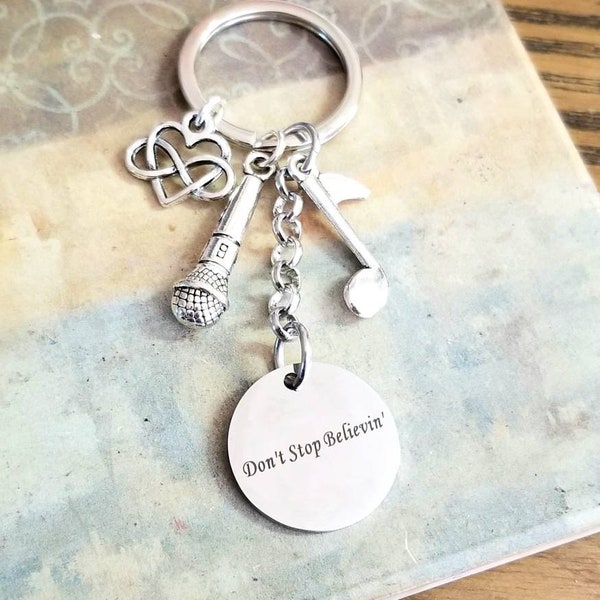 Don't Stop Believin' Keychain, Don't Stop Believing, Journey Fan, Steve Perry Gift, Just a Small Town Girl Key Ring, Steve Perry Jewelry