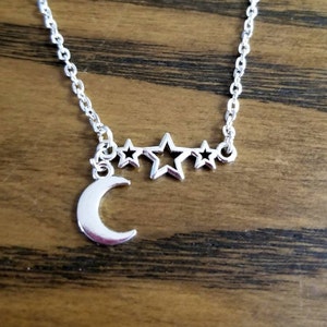 Maanketting, sterketting, hemels, maansikkel, maan en sterren ketting, dames, cadeaus voor haar, tienercadeau, maankind, cadeau vriend