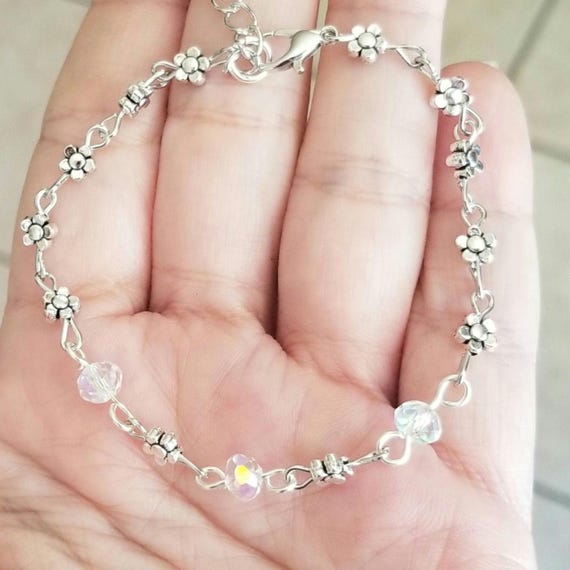 Bracelet Cheville Coeur En Acier Inoxydable Argenté - Longueur 9 Pouces - Neuf Avec étiquettes