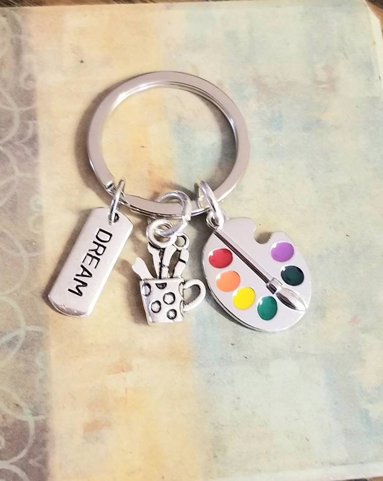 Inspirational Keychain Gift for an Artist There are No Mistakes just Happy  Accidents Encouragement Key Chain Painter Artist Gift Jewelry for Artist