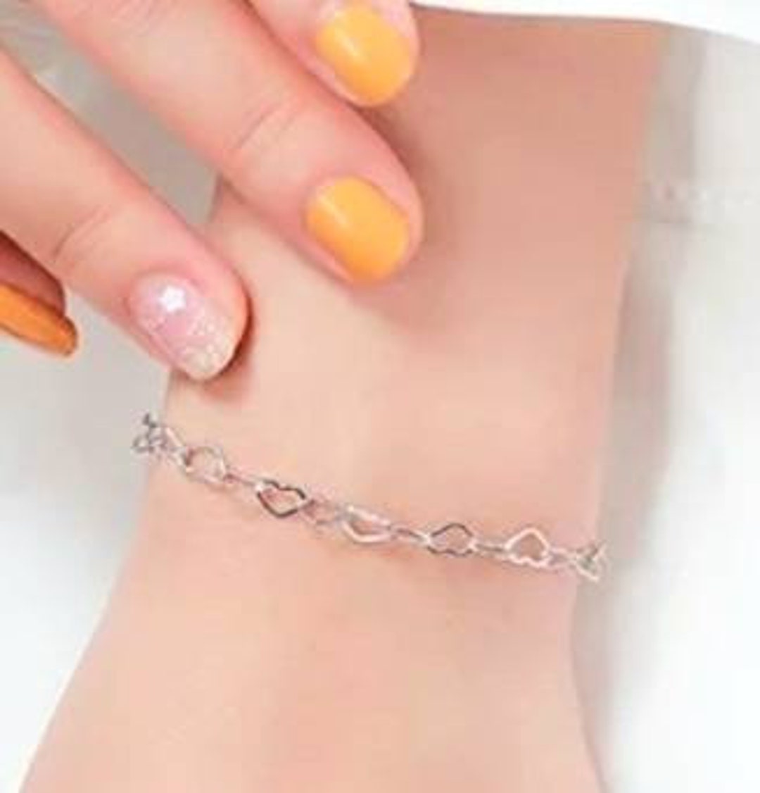 Silver Heart Bracelet Heart Link Chain Bracelet Interlocking Etsy