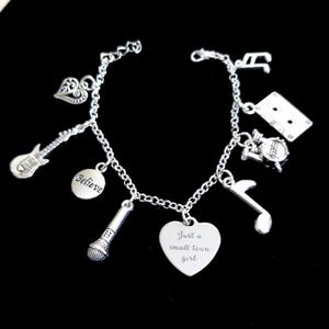 Just a Small Town Girl Charm Bracelet, Silver Charm Bracelet, Eighth Note Jewelry, Music Bracelet, Music Lover Gift, Steve Perry