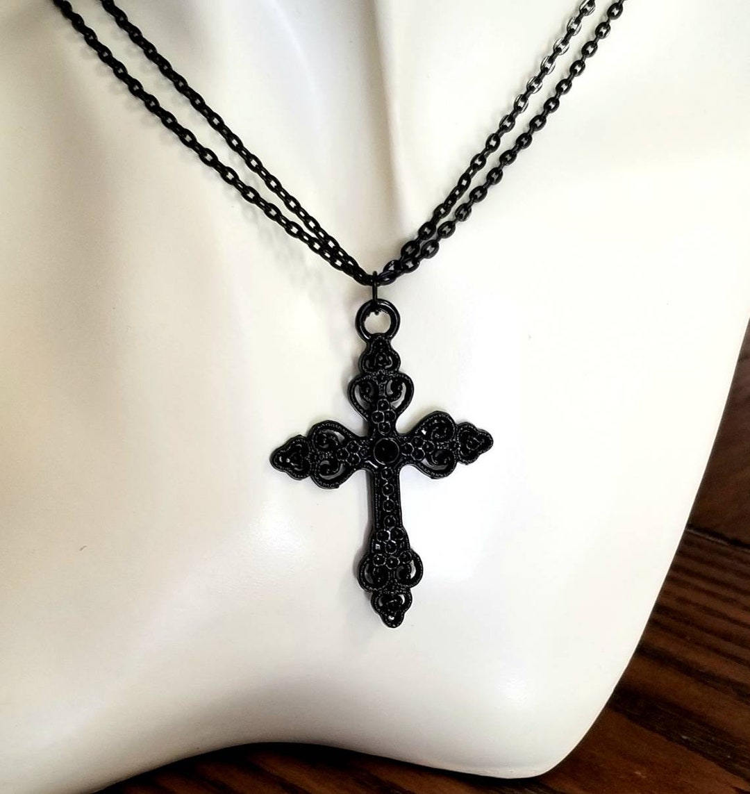 【BLACKPURPLE】GRACE CROSS NECKLACE Grace Cross Necklace - BLACKPURPLE_USD