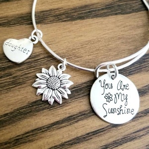 You Are My Sunshine Daughter Bracelet, Sunflower, Daughter Birthstone Jewelry, Personalized gift, Mom Daughter, Daughter Gift from Dad