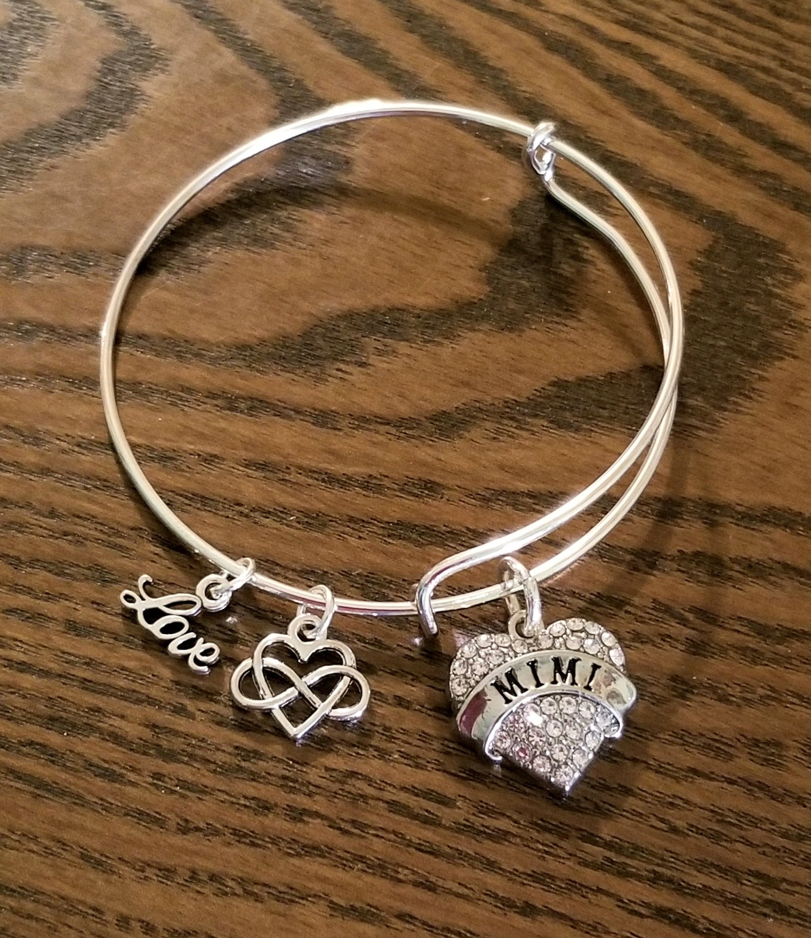 Mimi Bracelet Engraved CZ Heart Charm Bracelet Mimi Etsy