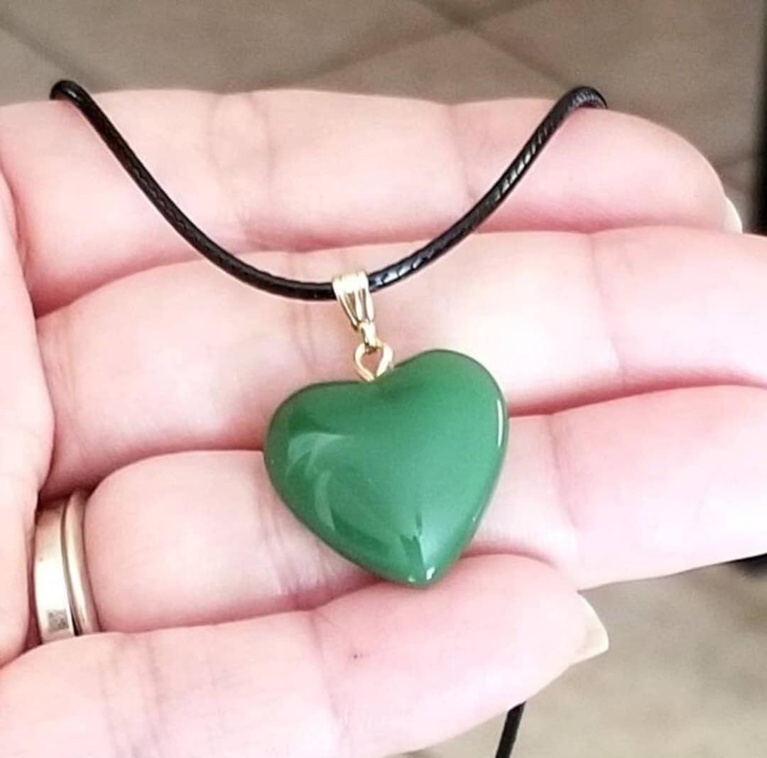 Silk Necklace Light Green with Heart Charm