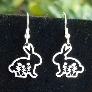 Pendientes de conejo de plata, pendientes de Pascua, joyas de conejo, pendientes de conejo, pendientes de conejo de plata