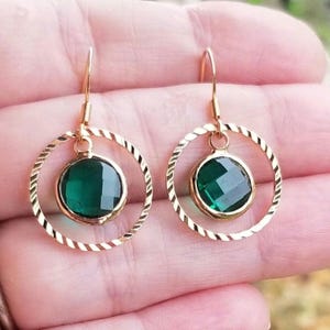 Dainty Emerald Earrings, Emerald Jewelry, May Birthday Gift, May Birthstone Jewelry, May Earrings, 18K Gold Emerald Earrings, Green Earrings