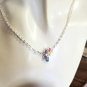 Silver Dragonfly Bracelet Colorful Dragonfly, Dragonfly Bracelet, Dragonfly Anklet, Dragonfly Necklace, Silver Bracelet, Silver Anklets Necklace