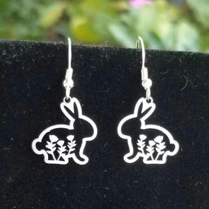 Cute Silver Bunny Earrings, Dainty Bunny Earrings, Bunny Jewelry, Bunny Rabbits, Rabbit Earrings, Bunny Earrings, Silver Rabbit Earrings