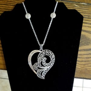 Fleur de Lis-ketting, Fleur de Lis-hart, grote Fleur de Lis-ketting, zilveren Fleur de Lis-ketting, grote Fleur de Lis-hanger, Mardi Gras