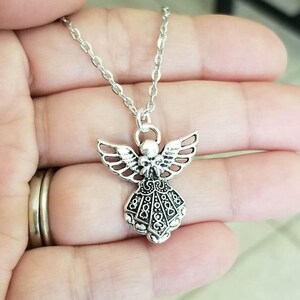 Silver Guardian Angel Pendant Necklace, Angel Necklace, Guardian Angel Jewelry, Celtic Angel, Faith image 1