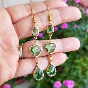 14k Gold Peridot Earrings, Gold Peridot Earrings, Peridot Dangle Earrings, Peridot Jewelry, Peridot Earrings, August Birthstone, Christmas