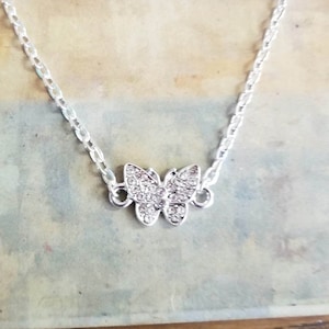 Silver Butterfly Necklace, Crystal Butterfly Necklace, Butterfly Necklace, Butterfly Jewelry, Butterfly Penant, Gifts for Her, Butterflies