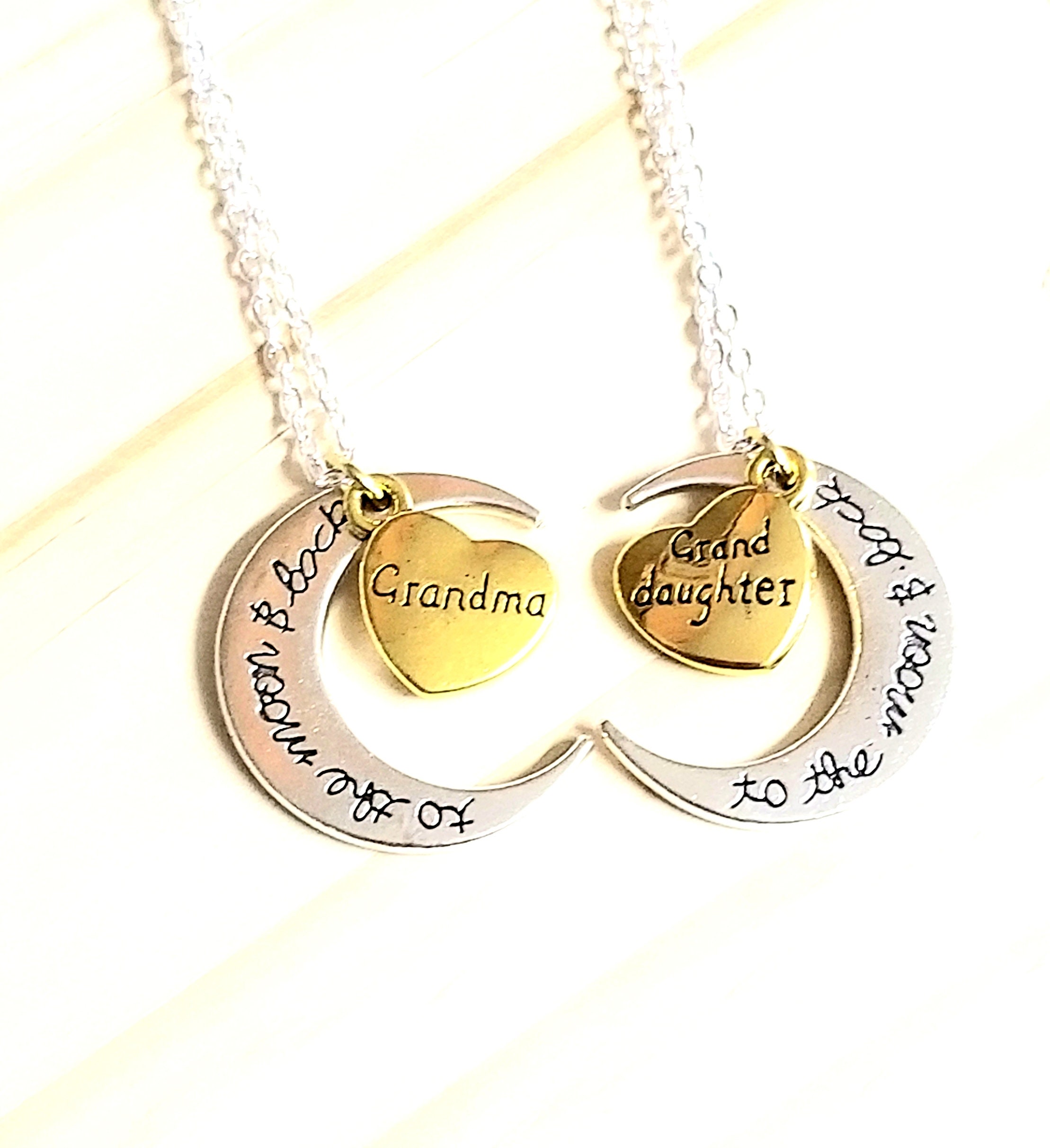 Set Di Collane Abbinata Nonna E Nipote Con Cuore E Gemma Rosa, Regalo Significativo - 2