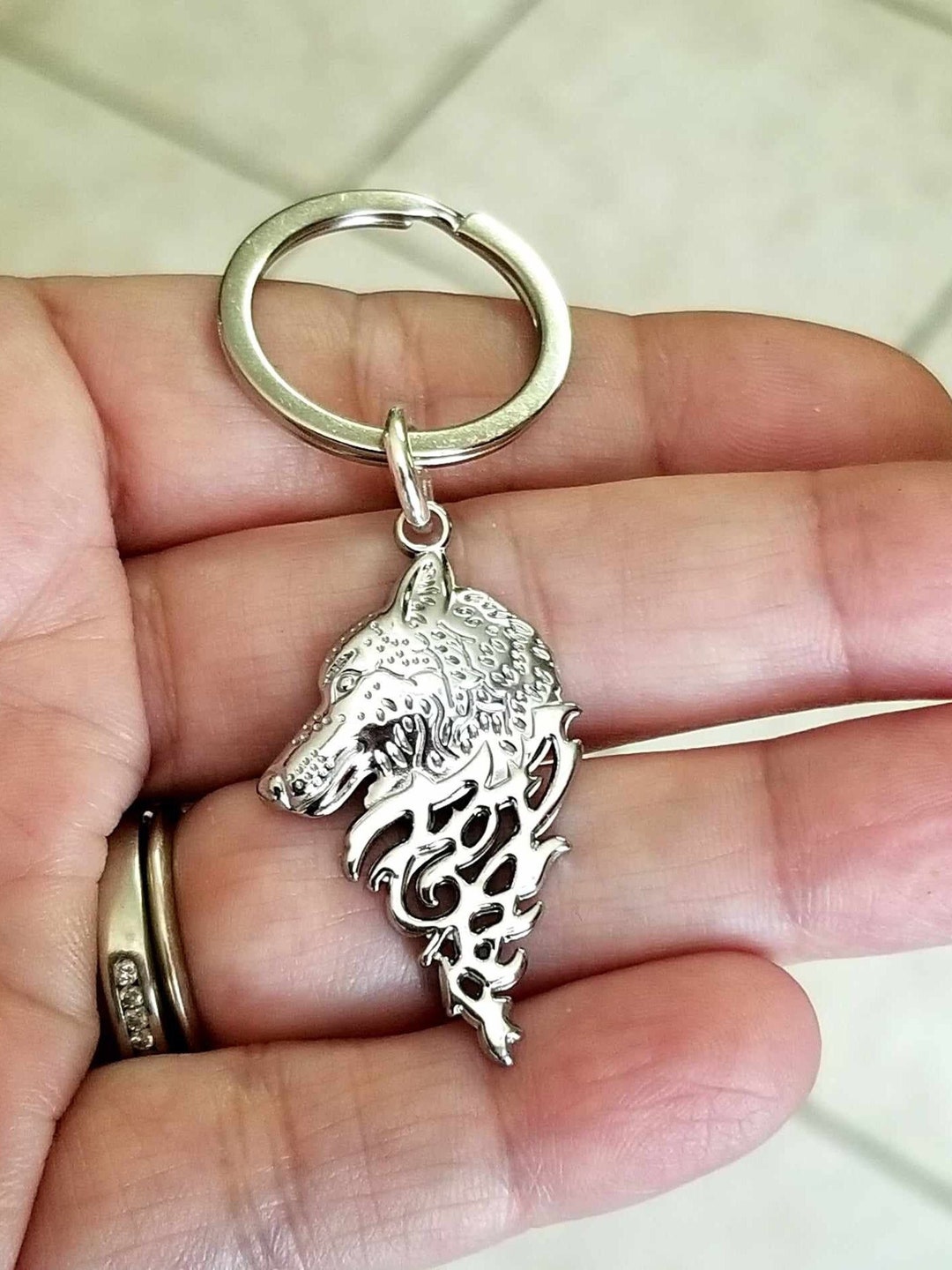 Wolf Keychain, Wolf Key Ring, Wolf Jewelry, Wolf Head, Wolves