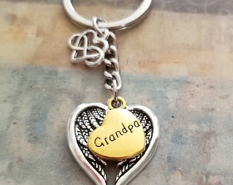 Grandpa In Heaven Keychain, Grandpa Loss Gift, Grandpa In Memory Gift, Granddaughter Gift, Grandpa Passing, Granddaughter Sympathy Gift