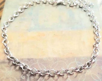 Stainless Steel 4.8mm Rolo Chain Anklet, Large Chain Ankle Bracelet, Chunky Chain Anklet, Women's Anklet, Mens Anklet, Unisex Jewelry