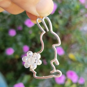Beaded Bunny Necklace, Crystal Bunny Necklace, Bunny Pendant, Rabbit Pendant Necklace, Easter Jewelry, Bunny Necklace, Easter Necklace