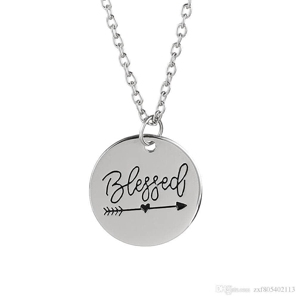 BLESSED Necklace Silver Blessed Pendant Necklace Women's Etsy