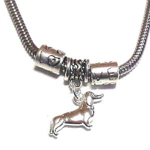 Love Dachshund Charm Bracelet, Dachshund Jewelry, Dachshund Gift, Silver Adjustable Bracelet, Dachshund Lover Gift, Dachshund Mom Gift