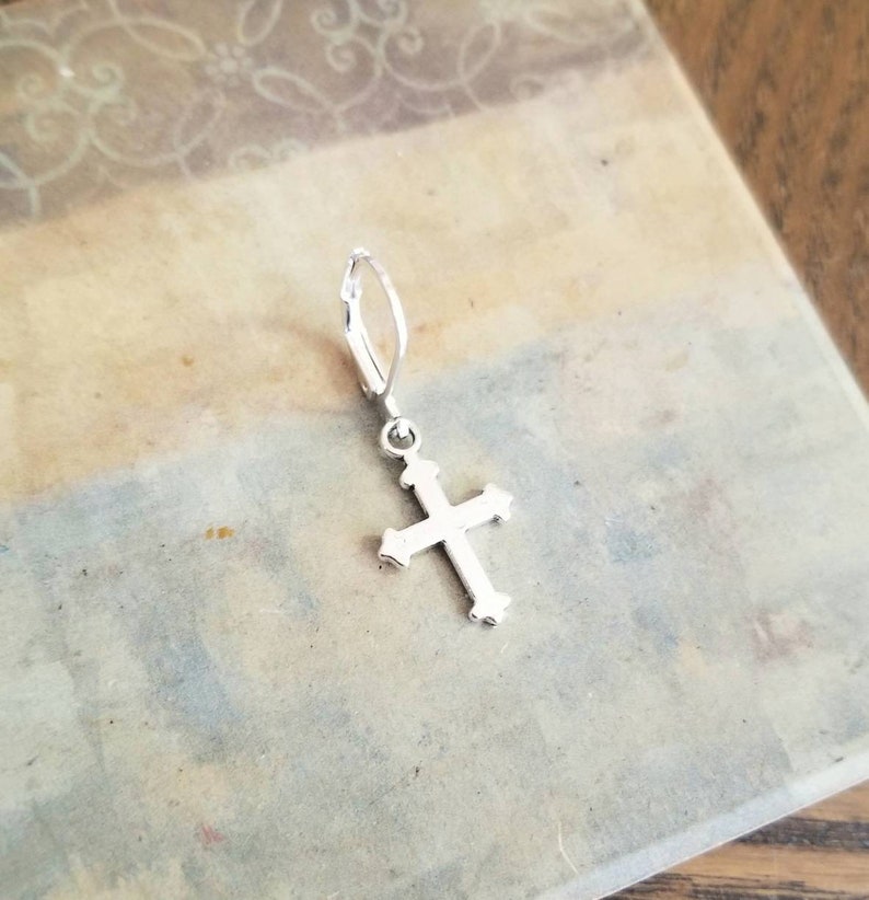 Mens Cross Earring Mens Silver Cross Earring Mens Earring Etsy