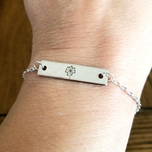 Silver Dandelion Bracelet, Dandelion Puff, Dandelion Seed, Bar Charm Bracelet, Wish, Gifts for Her, Dandelions, Women&#39;s Dandelion Jewelry