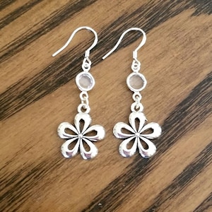Sterling Silver Flower Earrings, Flower Dangle Earrings, Women&#39;s Earrings, Flower Jewelry, Gift for Her, Flowers, Flower Earrings Retro